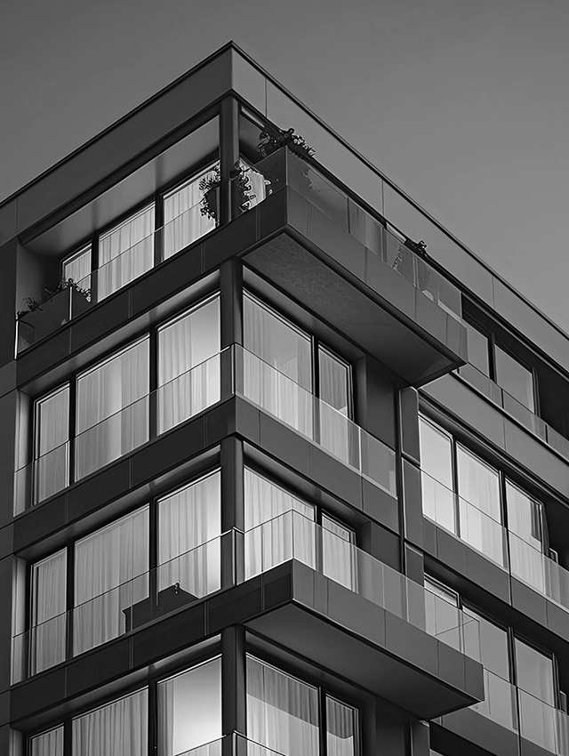 Ein modernes Gebäude im Anschnitt